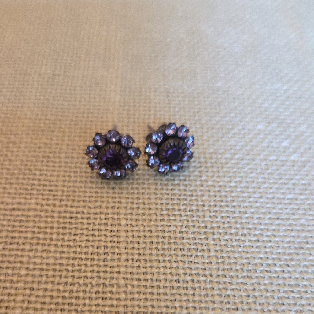 Elegant Purple Floral Stud Earrings